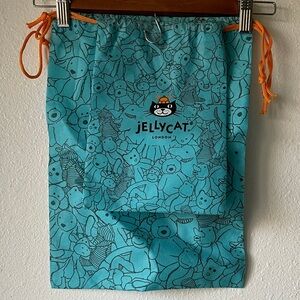 Jellycat Teal Drawstring Bag with Orange Strings Set 10 inch and 15 inch bags
